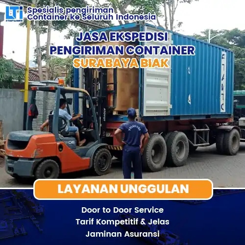 jasa ekspedisi pengiriman container surabaya biak